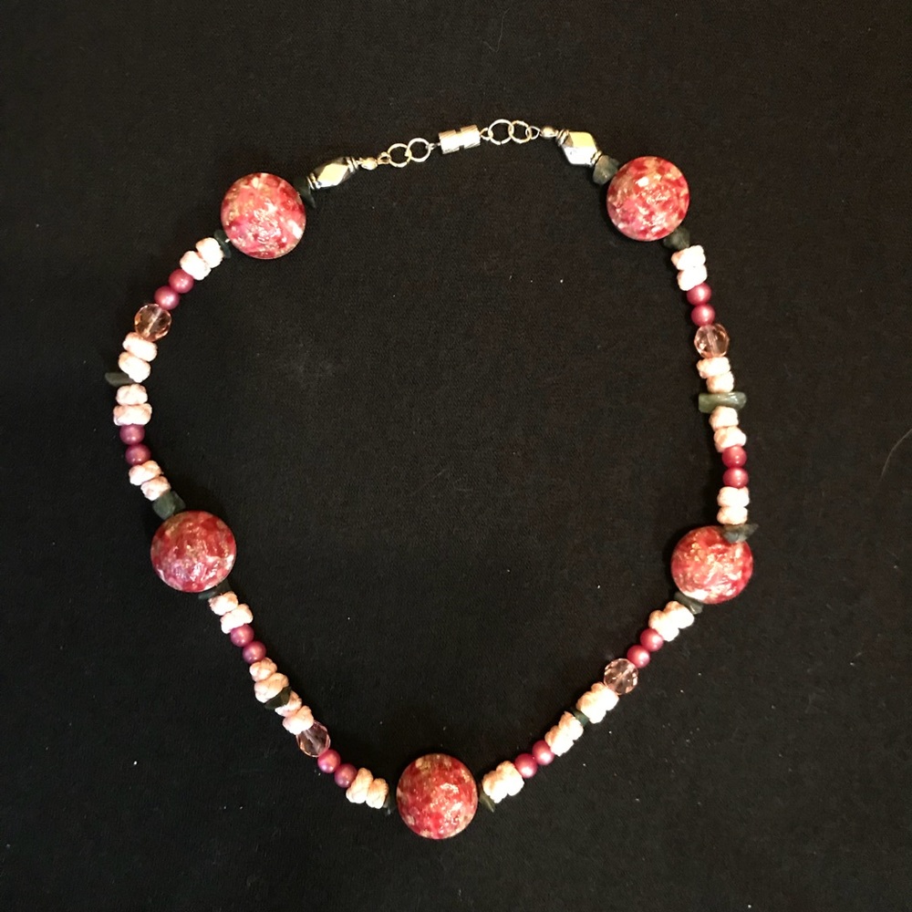 Unique handmade rose garden necklace